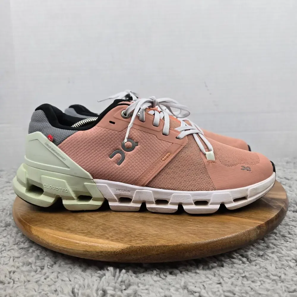On Running Womens 10 Cloudflyer 4 Peach Aloe Athletic Casual Daily Running Shoe - Picture 3 of 13